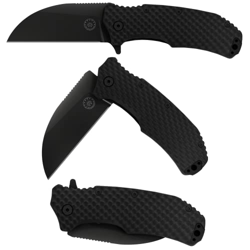 Off-Grid Knives - Rapid Fire Blackout W. Wharncliffe Blade, Assisted Large Folding Knife, Sandvik 14C28N Blade Steel, Black Dlc, Grippy G10 Scales, Deep Carry Left And Right, Camping Or Tactical Use #TOP3