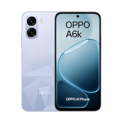 OPPO A6k 4G   Smartphone Libre con IA, 4GB RAM+256GB, Batería 6100 mAh, Pantalla LCD HD+ 120Hz, IP64, Cámara 50MP, Dual SIM, Versión Española   Azul