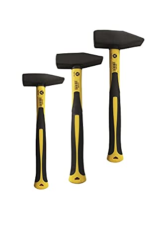 Jeu de 3 marteaux de serrurier Pro avec Manche en Fibre de Verre 300g 800g 1000g