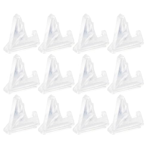 SAFIGLE 12pcs Coin Display Rack Plastic Badge Holder Stable and Easy to Store White Tripod Stand for Book Shelves and Curio Cabinets