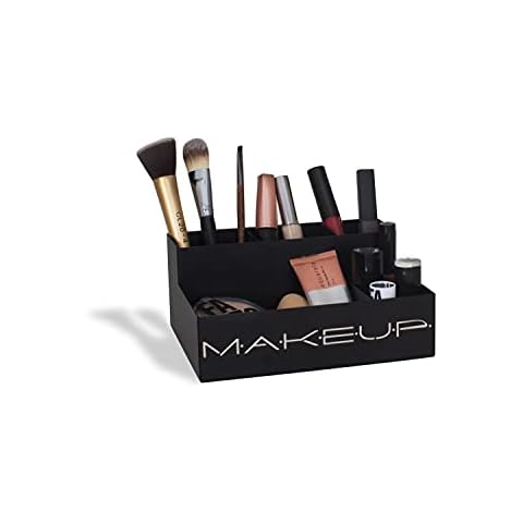 GEGUTON Makeup Organizer Box - Organization Display for Makeups, Cosmetics Steel Storage Set for Vanity, Birthday Gifts for Women & Girls, Gift for Her - Beauty Collection - Black Cover