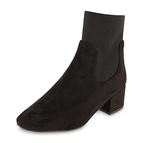 Cushionaire Women's Romi Block Heel Stretch Boot With Memory Foam Padding, Wide Widths Available, Black 6 #TOP8