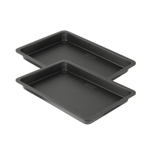 Zenker 9339550 Lot de 2 Plaques à pâtisserie, plaque pour pâtisserie rectangle, plat à four, Acier antiadhésif, 42 x 29 cm, Noir