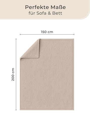 LAYNENBURG Premium Baumwolldecke 150x200 cm - Oeko-TEX 100 - Baumwollmix Kuscheldecke - Decke als Wohndecke, Sofa-Decke & Couchdecke - Wolldecke kuschelig-warm aus Baumwolle (beige)