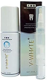 V-WHITE Foam Whitening Toothpaste with Deep Cleansing Teeth Whitening Gel & Pen– Gluten, Fluoride & Alcohol Free for Adults & Kids Toothpaste 60 ml – Brighten Your Teeth and Kills Bad Breath