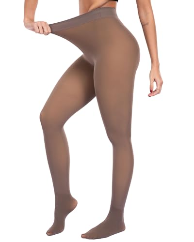 Image of ATHVOTAR Fleece Lined Winter Tights Women - Thermal Warm Opaque Pantyhose Thick Sheer Leggings