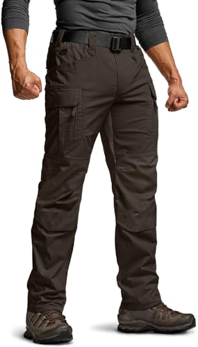 Image of CQR Men's Flex Stretch Tactical Pants, Water Resistant Ripstop Cargo Pants, Lightweight EDC Outdoor Work Hiking Pants