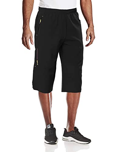 MAGCOMSEN Running Shorts Men Zipper Pockets Capri Pants for Men Hiking Shorts Quick Dry Shorts Mens Gym Shorts Sweatpants for Men 3/4 Pants Men Black