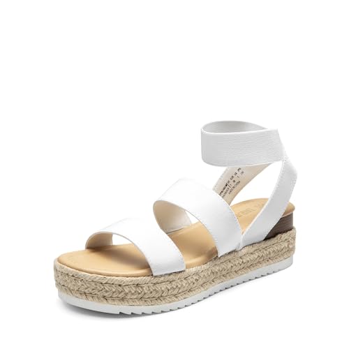 DREAM PAIRS Strappy Espadrille Platform Wedge Sandals for Women Dressy Summer, Comfortable Open Toe Sandals with Cushioned Insole and Ankle Strap Buck