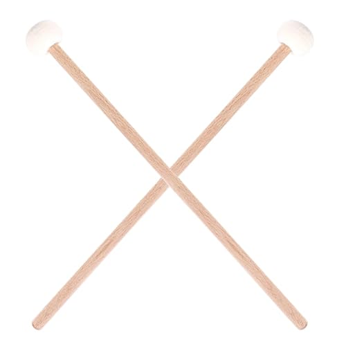 Wisboey 2 Piezas Tambor de Doble Cabeza Platillo Gong Mazo Palos de Martillo Blando Mazas Varillas Martillo de Fieltro 385 Mm