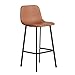 Nff Sgabello da Bar, Moderno Ferro Battuto Sgabello da Bar Alto, Sedile Imbottito in Pelle, Cucina Sgabello Alto con Gambe in Metallo E Poggiapiedi (Color : Brown, Size : 55cm)