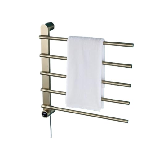 Porte-serviettes chauffant électrique or brossé 220V à séchage rapide - 4