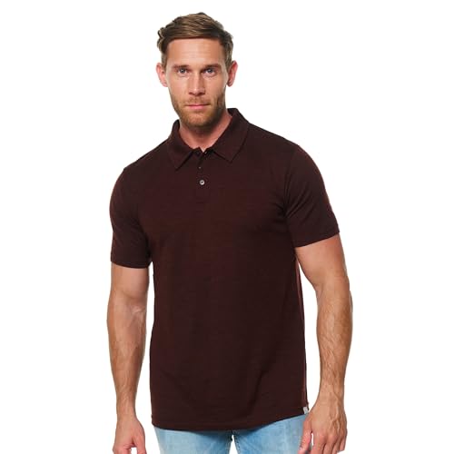Merino Wool Polo Shirt Men - Anti-Odor 100% Merino Wool Shirts for Men Short Sleeve and Long Sleeve Breathable Polo (X-Large Bordo Polo)