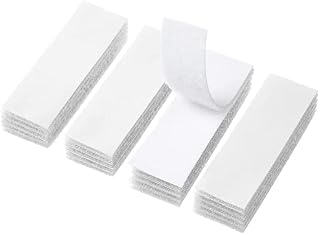 IRYNA 20Pcs Double Sided Sticky Pads Heavy Duty White Hook and Loop Strip Tape Self Adhesive Sticky Back Fastening Tape for Walls Floor Plastics Glasses Metals(3x10cm)