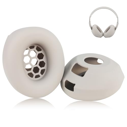 Adhiper Upgraded Sweat Ear Covers for Beats Studio Pro Wireless Headphones, Silicone Case Earpad Cover for Beats Studio Pro Accessories, Full Coverage Sweatproof & Washable - Beige