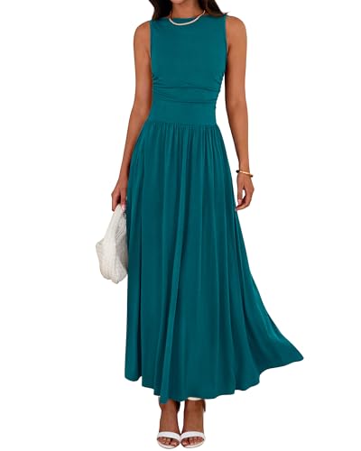 BTFBM Summer Maxi Dresses for Women 2026 Spring Sleeveless Casual Ruched High Waisted Long Sundress...