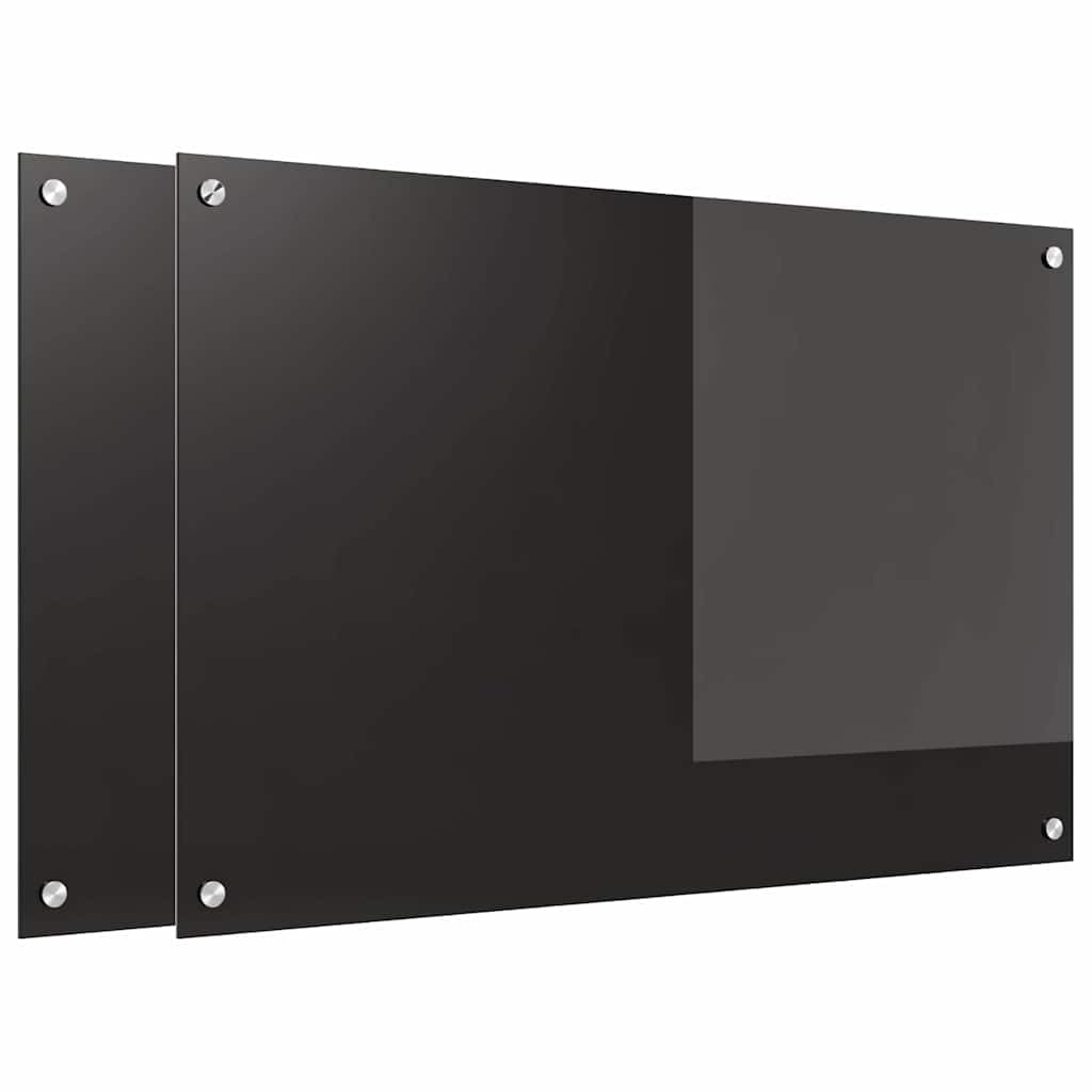 Salpicadero de Cocina 2 pcs Negro 90 x 60 cm Vidrio Templado Protector contra Salpicaduras Protección Herramientas Accesorios Ideal para la protección de Las Paredes de la Cocina