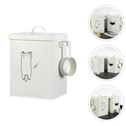 Boîte de rangement nourriture de chien en tôle blanche premium - 8