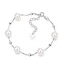 HXZZ Fine Jewelry Women Gifts Freshwater Cultured White Pearl Bracelet and Necklace 925 Sterling Silver