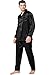 Lonxu Mens Silk Satin Pajamas Set L Dark Black