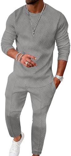 UOUA Mens 2 Piece Sweatsuits Set Long Sleeve Sweatshirt Jogging S...