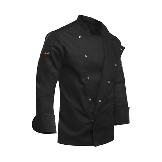 strongAnt® - Chaqueta de Chef/Cocinero Manga Larga - Uniforme Fabricado en UE - Negro XXL