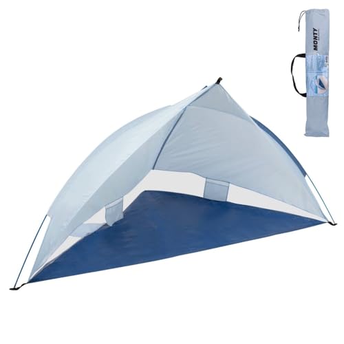 Tienda Paravientos Playa Refugio 220x110x112 cm con Rejillas Ventilación y 4 Bolsillos, Carpa Tejido Oxford Azul, Protección Solar UPF+50 y Waterproof, Incluye 3 Piquetas