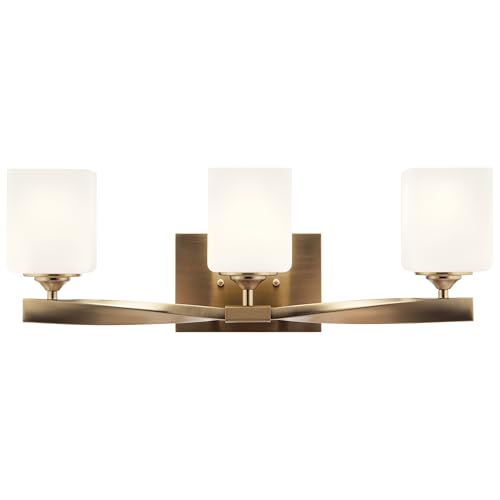 Kichler Marette 23" 3-Light Bathroom Vanity Light Fixture with Satin Etched Cased Opal Glass in Champagne Bronze for Bathroom and Powder Room (23" x 8.25" x 6"), 55002CPZ by Kichler - Image 6
