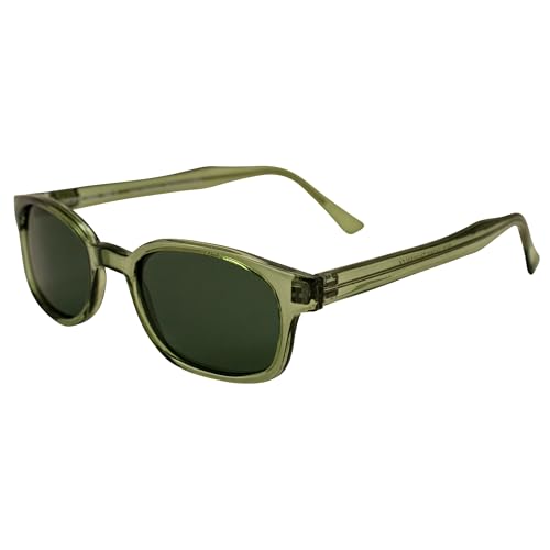 KDs Sunglasses 21269 Original Biker Shades ANSI Z80.3 Clear Green Frames w/Green Lenses