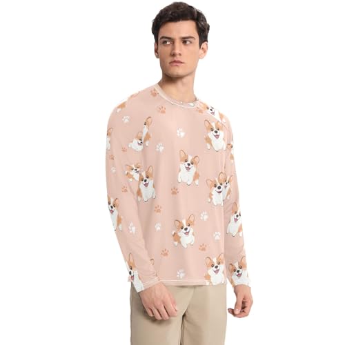 Bolaz Mens UV Protection Shirts Rash Guard Long Sleeve UPF 50+ Dog Paw Quick Dry S3