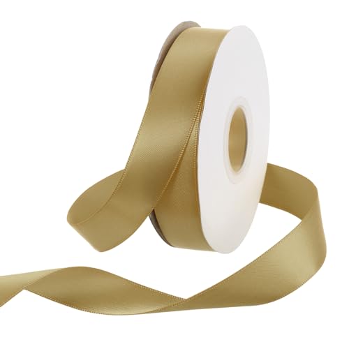 Rebower 50 Yard Satin Ribbon Thick Double Face Grosgrain Silk Ribbon, [for Gift Wrapping, Hair Bows, Wedding, Cake, Flower] - 0.8"(2cm)/Gold