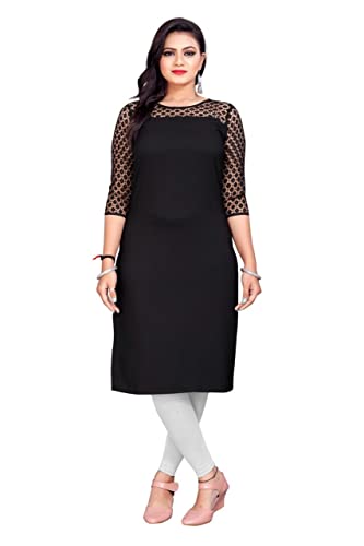 Image of Dream Beauty Fashion Poly Net Straight Crepe Formal Casual Kurta /Kurti for Women and Girls