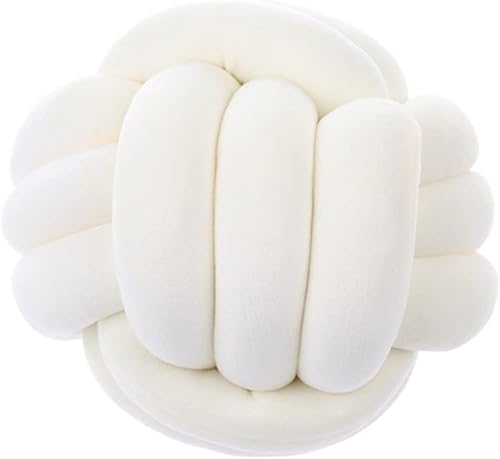 Miniatura 10 de Byitre Almohadas de nudo suave, cojín redondo para decoración del hogar, almohada de felpa anudada hecha a mano (11 pulgadas, verde)