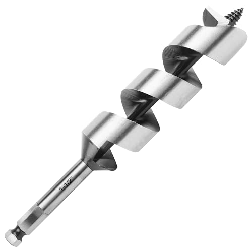 SMJXTOP 1-1-2 Inch x 9 Inch Auger Drill Bit for Wood,1-1-2 Inch Hex Shank Ship Auger Long Drill Bit for Soft and Hard Wood, Plastic, Drywall and Composite Materials