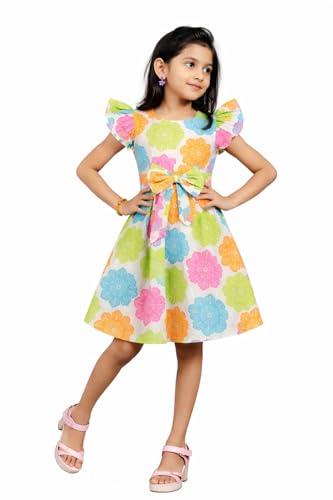Image of Girls Pure Cotton Soft Frock with Astar, Printed Multicolor for Girl Child