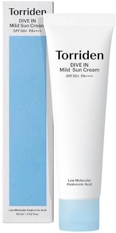 Torriden DIVE-IN Mild Sunscreen, Vegan, Broad Spectrum SPF 50+ PA++++, Hyaluronic Acid Infused Non-Nano, Reef-Safe Mineral Sunscreen for All Skin Types | Fragrance-Free | Korean Skin Care