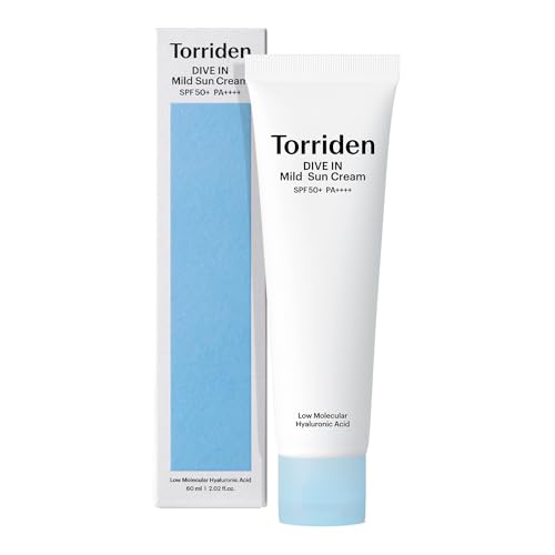 Torriden DIVE-IN Mild Sunscreen, Vegan, Broad Spectrum SPF 50+ PA++++, Hyaluronic Acid Infused Non-Nano, Reef-Safe Mineral Sunscreen for All Skin Types | Fragrance-Free | Korean Skin Care