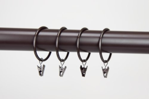 A&F Rod Décor - 10 Curtain Rings W/Clips 2 inch Cocoa