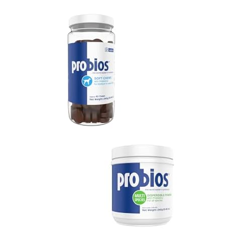 Probios for Dogs Soft Chews and Probios Dispersable Powder - Probios Powder, Pet Probiotic, Probiotics for Swine, Equine, Sheep, Goat, Dog, Cat, Bird, Rabbit, Foals (240 gm) Cover