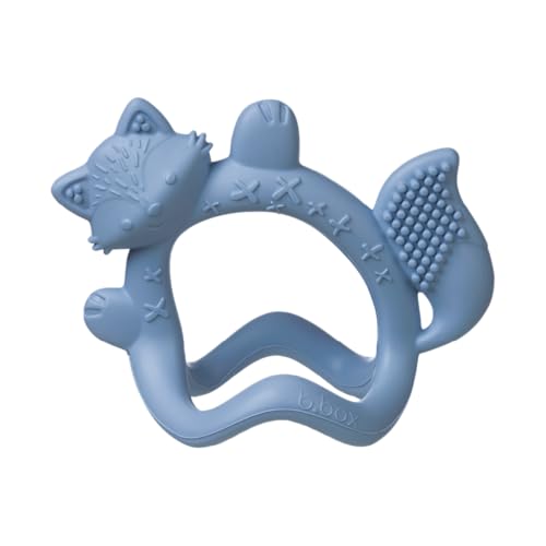 Image of b.Box + Lansinoh Wrist Baby Teether 3m+ | Food-Grade Silicone Teething Toy for Infants | Bracelet-Design for Fewer Drops, Encourages Sensory Exploration, BPA-Free, Dishwasher Safe | Lullaby Blue