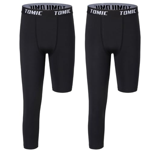 Tomic Meninos Calça Legging 3/4 De Compressão Youthone Leg Para Basquete, Futebol, Esportes, Treinam