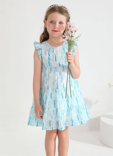 Little Girls Ruffle Sleeveless Fluffy Dresses Crewneck A Line Tiered Swing Pleated Tutu Dress for Kids Casual Party2