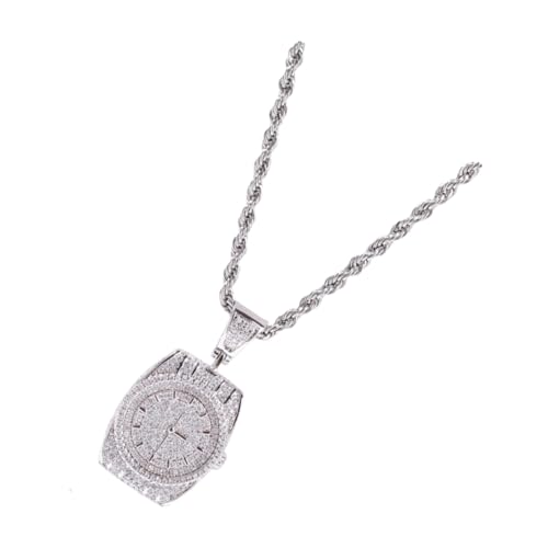 Montre pendentif hip-hop en acier inoxydable durable et scintillants zircons