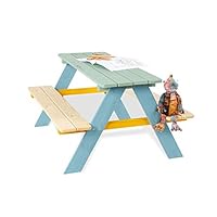 PINOLINO Nicki Children's Seat Set for 4, Made of Solid Wood, 2 Benches with 1 Table, Recommended for Children from 2 Years, Colourful