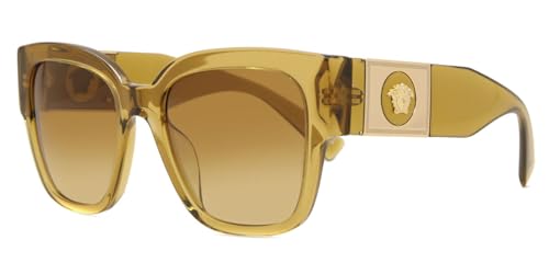 Versace Woman Sunglasses Transparent Honey Frame, Light Yellow Gradient Ochre Lenses, 54MM2