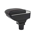 SureMart Center Console Armrest for Toyota Yaris High-End Armrest with 7 USB Charging Ports Built-in LED Light Cup Holder Removable Ashtray Organizer Accessories Black