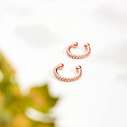 Pavoi 18K Gold Vermeil 925 Sterling Silver Cubic Zirconia Sparkling Round Huggie Ear Cuff Earrings In Rose Gold #TOP4