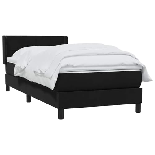 vidaXL Cama Box Spring con colchón Terciopelo Negro 100x220 cm, Cama, somier, Cama Individual, Muebles de Dormitorio, armazón de Cama, Cama tapizada