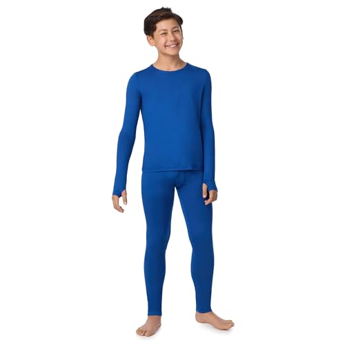 Image of Cuddl Duds Lightweight 2 Piece Active Base Layer Matching Sets for Boys | Kids Everyday Activewear, Long Sleeve Top & Leggings, Back to School & Gym Clothes, Breathable Moisture Wicking Lounge Set
