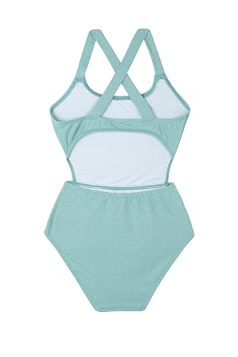 Image of Gottex Kids Sparkles Cut Out Cross Strap One Piece Swimsuit Chlorine Fade Resistant and Built-in UPF UV 50+ Protection